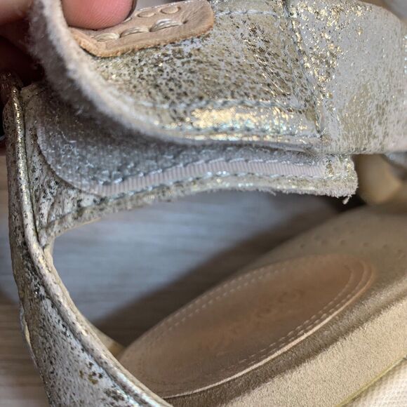 ECCO Damara Criss Cross Sandals Gravel Metallic Leather EU 37 Gold Silver US 6 - Picture 12 of 13